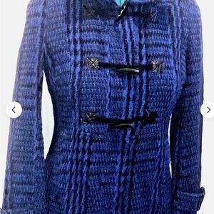 SOLD …..Stylish Black & Blue Pea Coat.